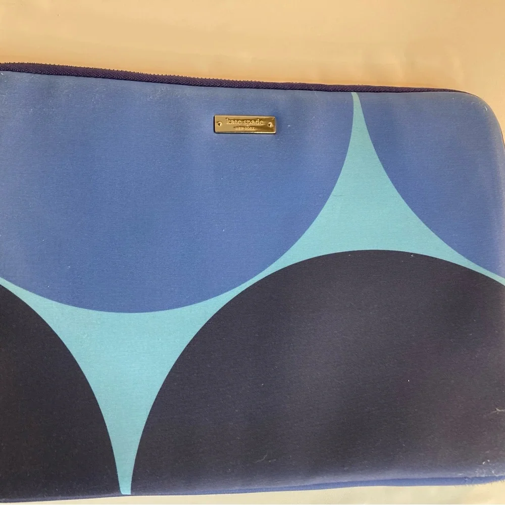Kate Spade Blue Circle Laptop Holder Case Bag 10” x 13”